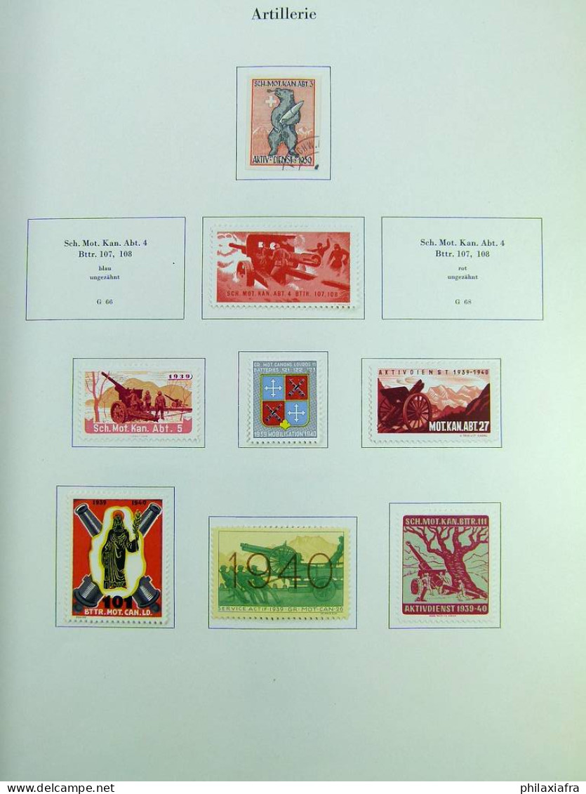 Collection Suisse de Timbres de Soldats, neufs * articulés, sur 2 albums. Valeu