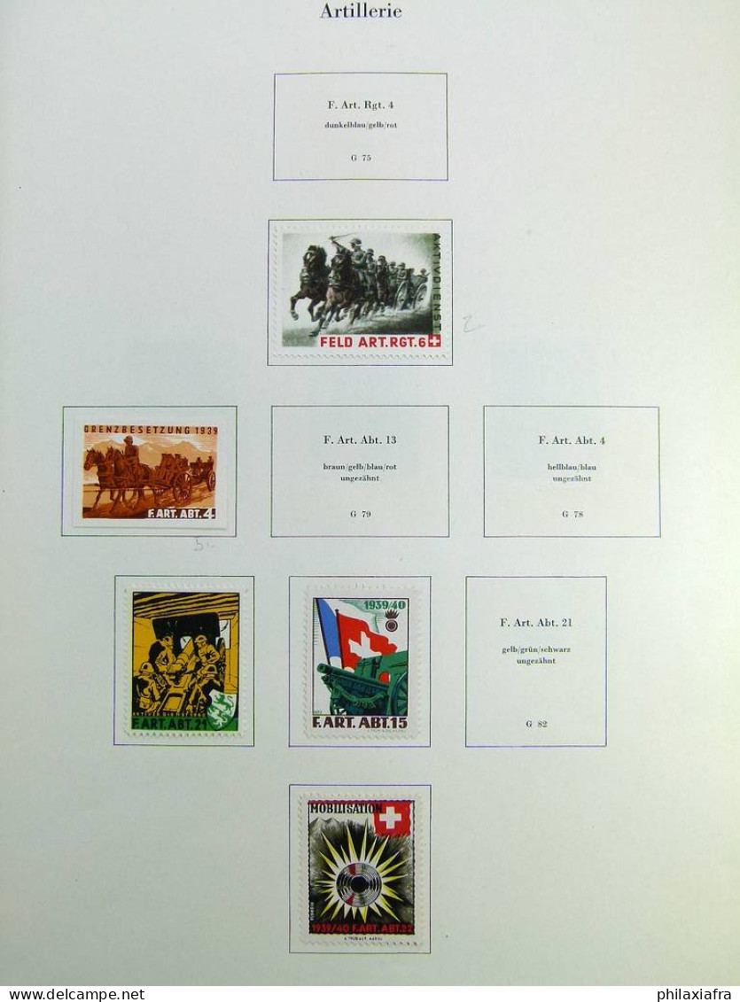 Collection Suisse de Timbres de Soldats, neufs * articulés, sur 2 albums. Valeu