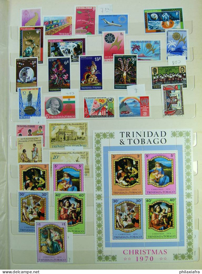 Collection Trinité-et-Tobago, sur classeur, avec pour la plupart des timbres ne