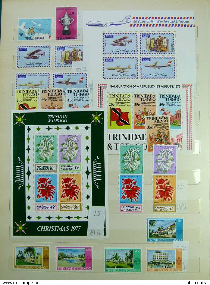 Collection Trinité-et-Tobago, sur classeur, avec pour la plupart des timbres ne