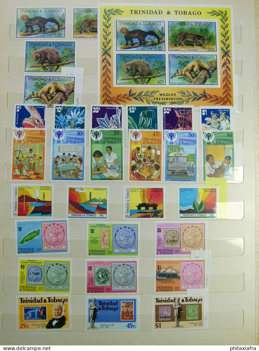 Collection Trinité-et-Tobago, sur classeur, avec pour la plupart des timbres ne