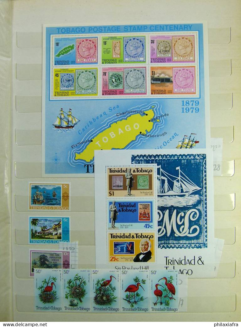 Collection Trinité-et-Tobago, sur classeur, avec pour la plupart des timbres ne