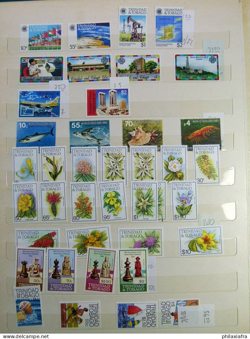 Collection Trinité-et-Tobago, sur classeur, avec pour la plupart des timbres ne
