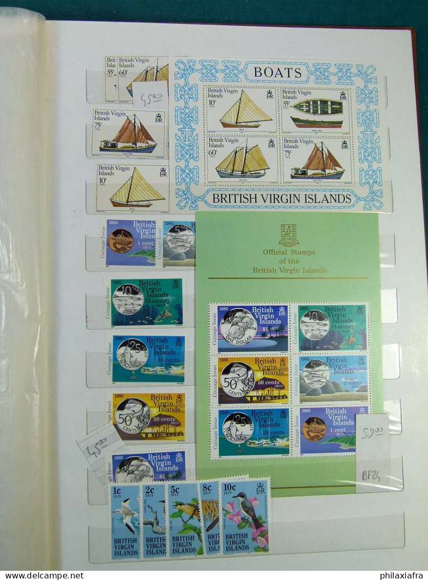 Collection Îles Vierges, sur classeur, jusqu'en 1985, avec presque tous les tim
