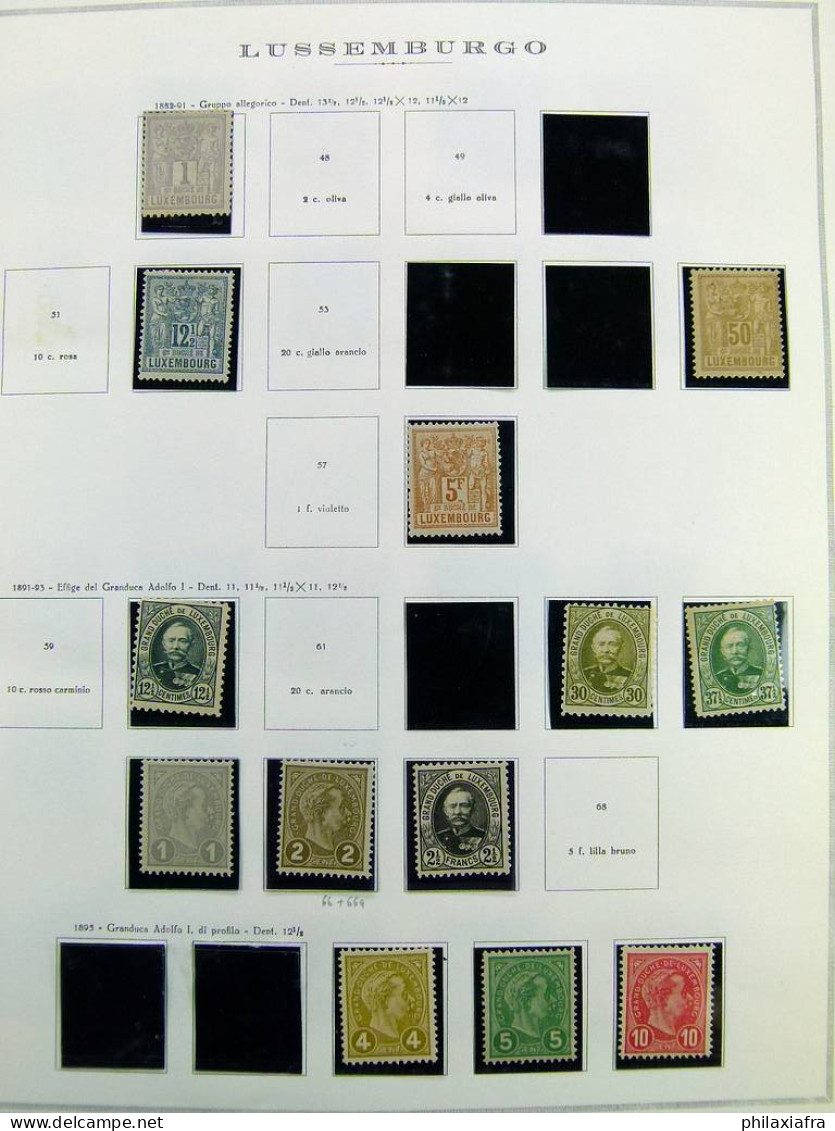 Collection luxembourgeoise, sur album, de 1852 à 1968, avec timbres */** neufs 