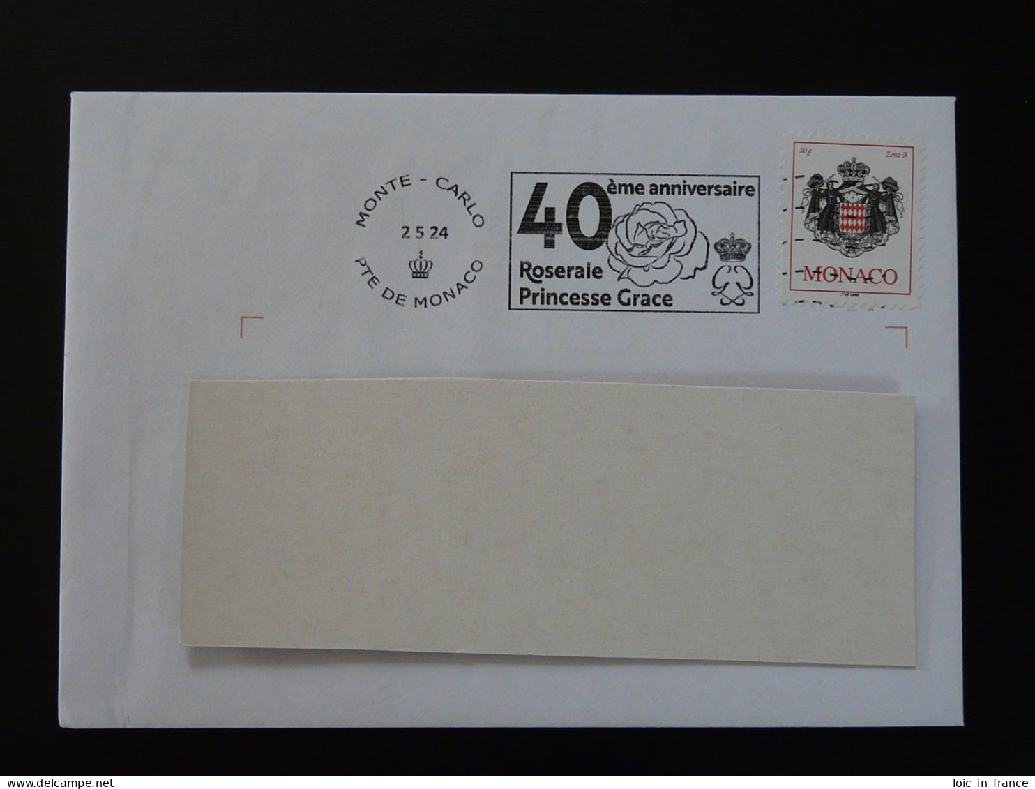 40 Ans Roseraie Princesse Grace 2024 Flamme Sur Lettre Postmark On Cover Monaco - Rosen