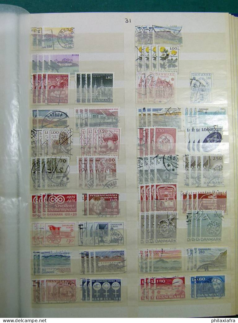 Collection Europa Mondo, sur classeur, avec timbres oblitérés, même répété