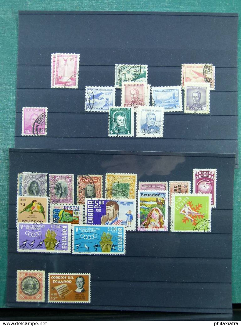 Collection Amérique du Sud, avec timbres neufs et oblitérés, sur cartes.