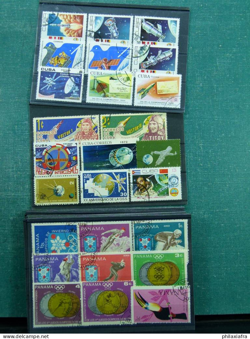 Collection Amérique du Sud, avec timbres neufs et oblitérés, sur cartes.