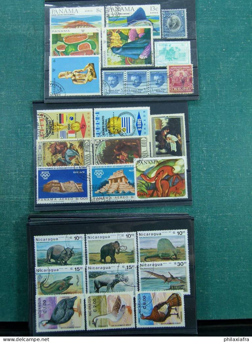 Collection Amérique du Sud, avec timbres neufs et oblitérés, sur cartes.