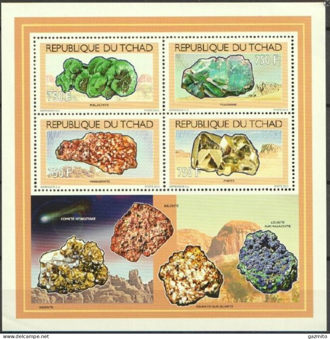 Tchad 2012, Minerals, 4val In BF - Minerals