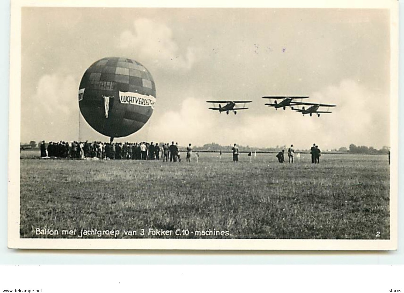 Ballon Met Jachtgroep Van 3 Fokker C.10 Machines - Autres & Non Classés