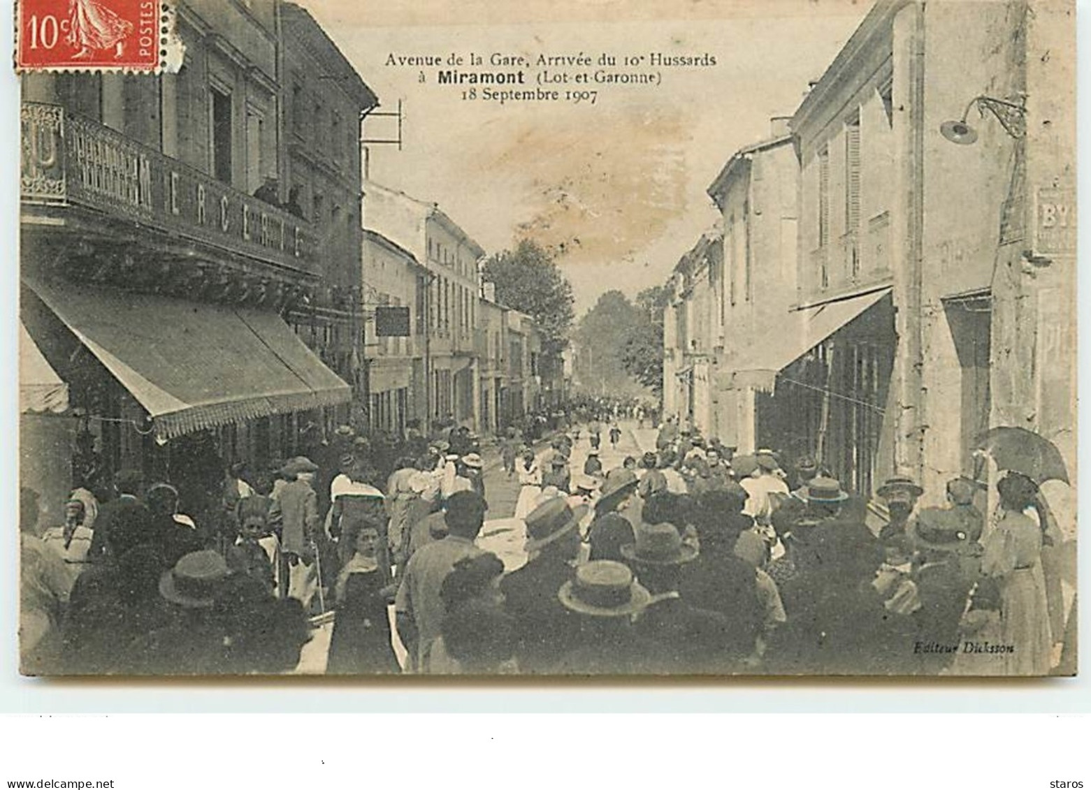 Avenue De La Gare, Arrivée Du 10è Hussards à MIRAMONT - 18 Septembre 1907 - Other & Unclassified