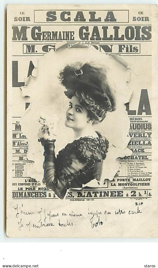 Affiche Crevée : Mme Germaine Gallois à La Scala - Theatre