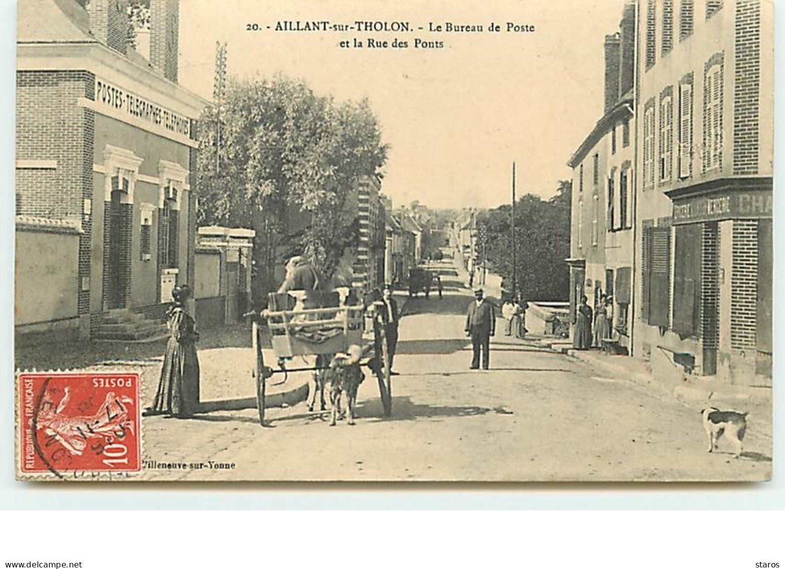 AILLANT-SUR-THOLON - Le Bureau De Poste Et La Rue Des Ponts - Aillant Sur Tholon