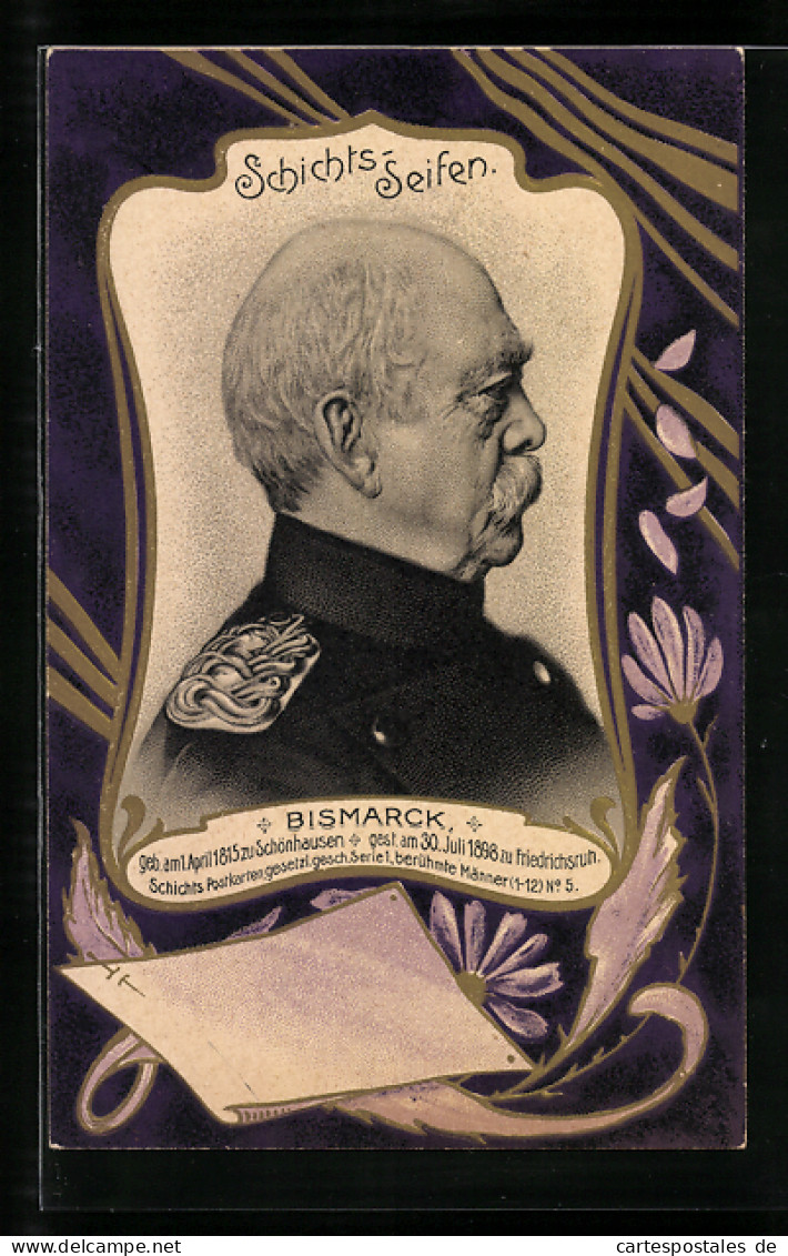 AK Otto Von Bismarck, Portgrait In Uniform, Medikament Schichtsseifen  - Personnages Historiques