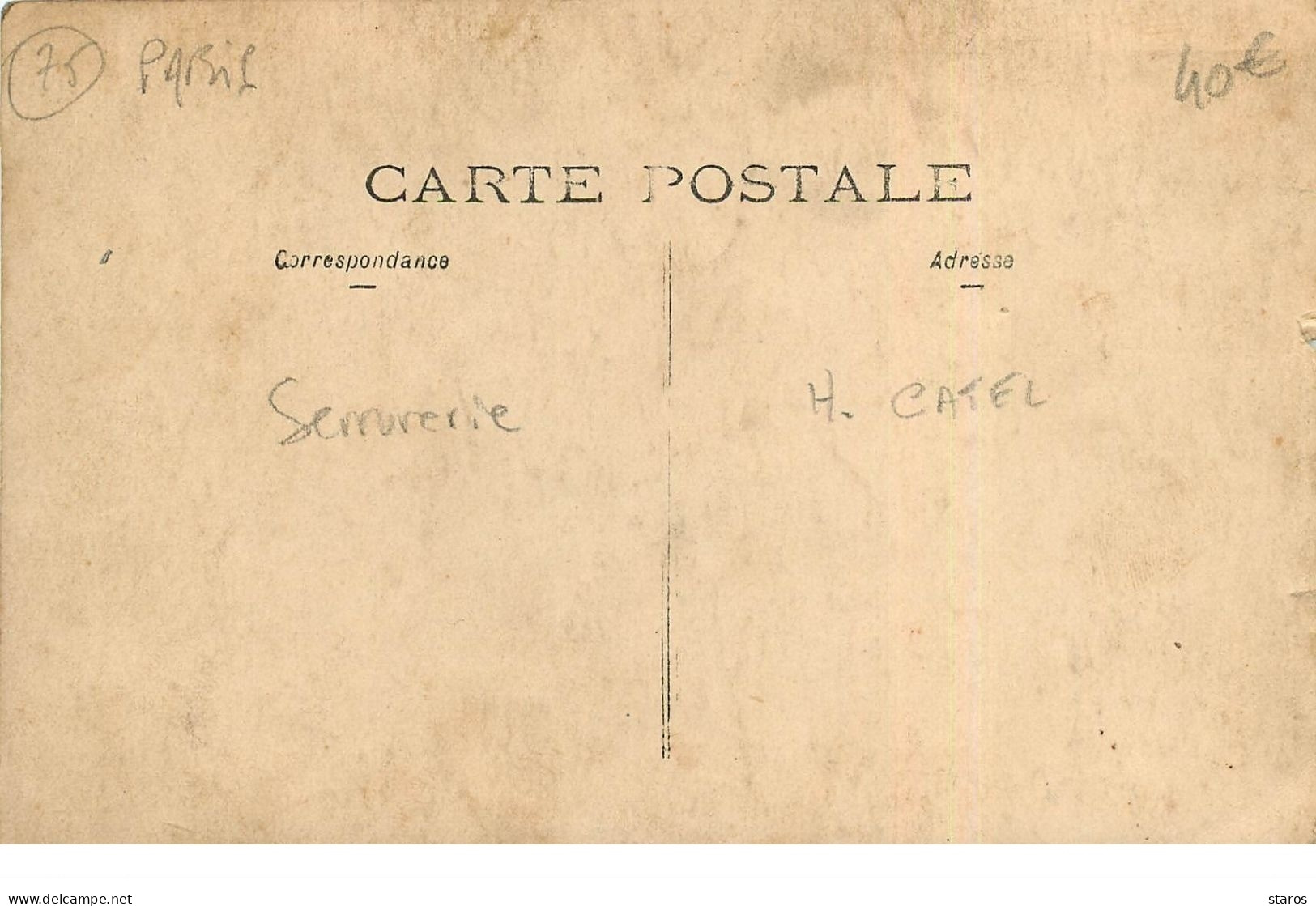 Carte Photo - Paris - Serrurerie Electricité - H. Catel - Sonstige & Ohne Zuordnung