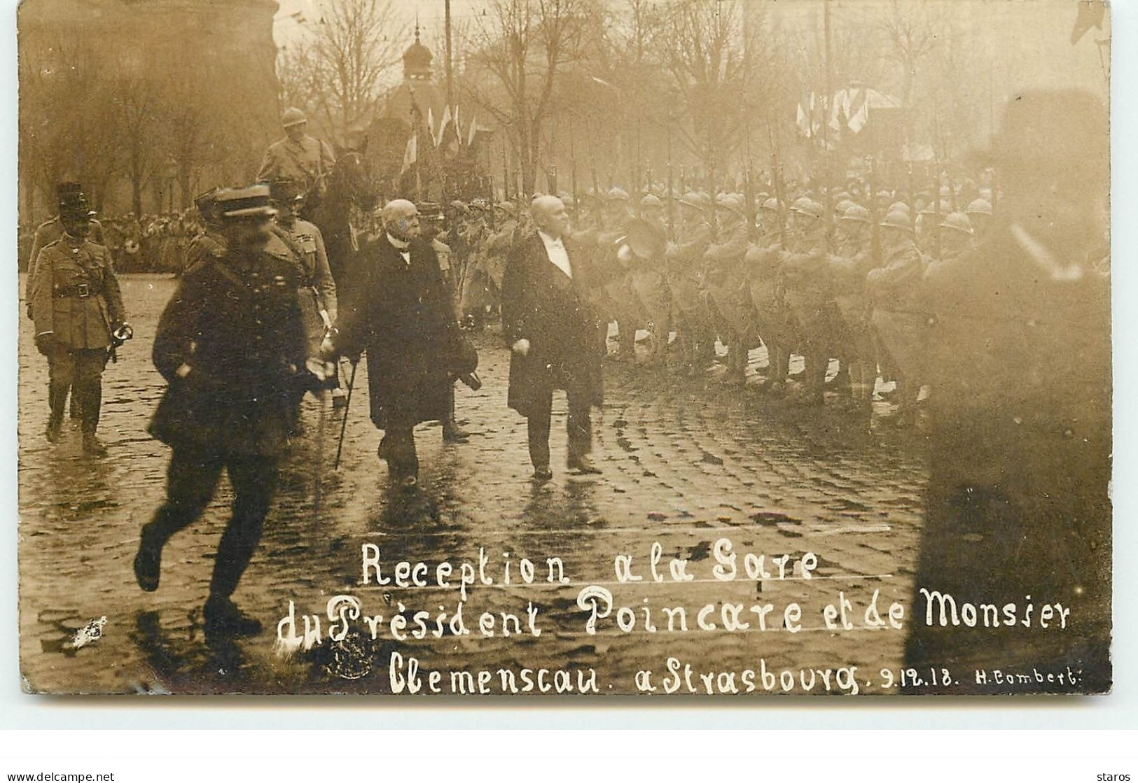 Carte Photo - Réception à La Gare Du Président Poincaré Et De Monsieur Clemenceau à STRASBOURG - 9 12 1918 - Strasbourg