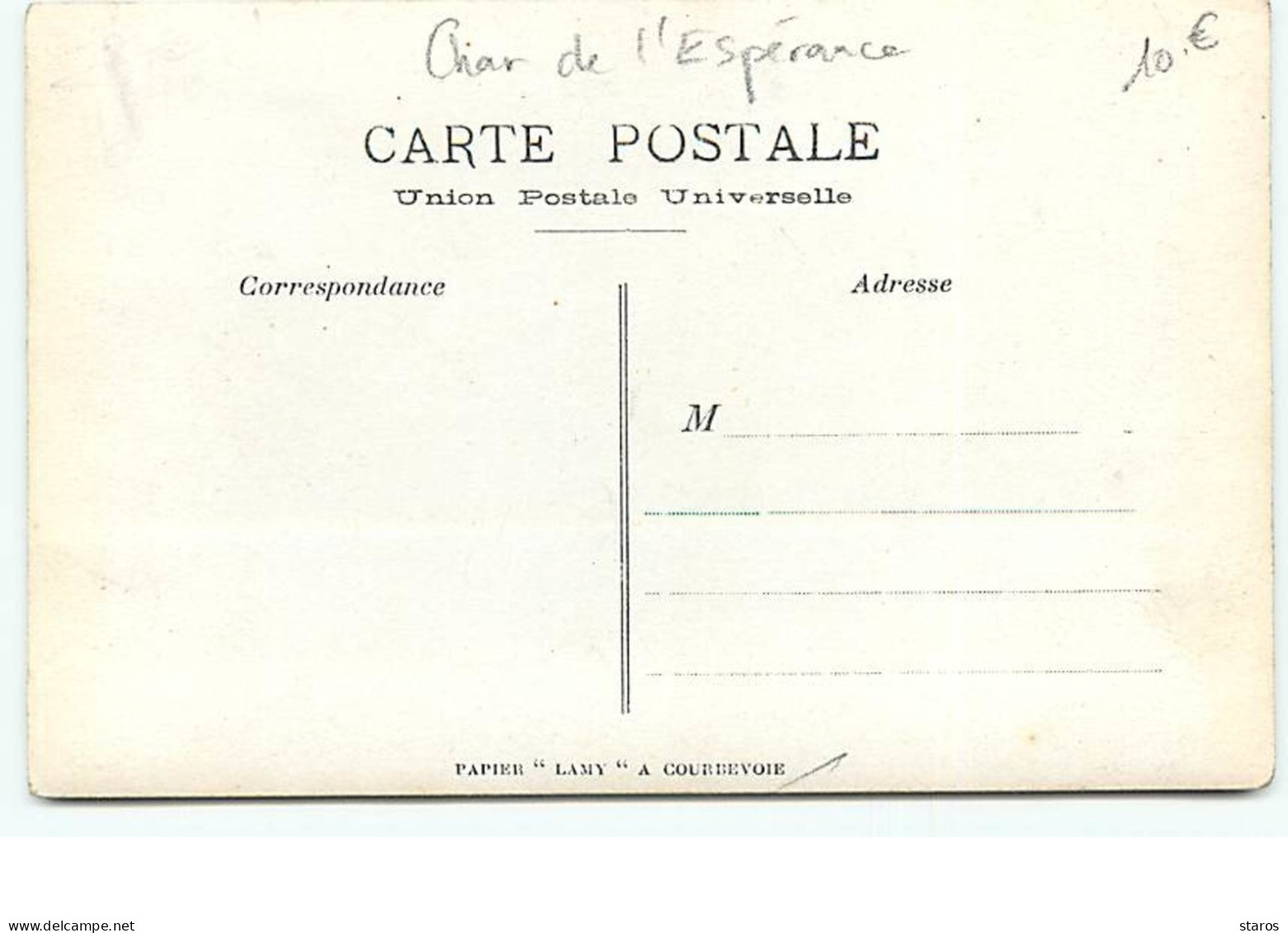 Carte Photo - Char De L'Espérance - To Identify