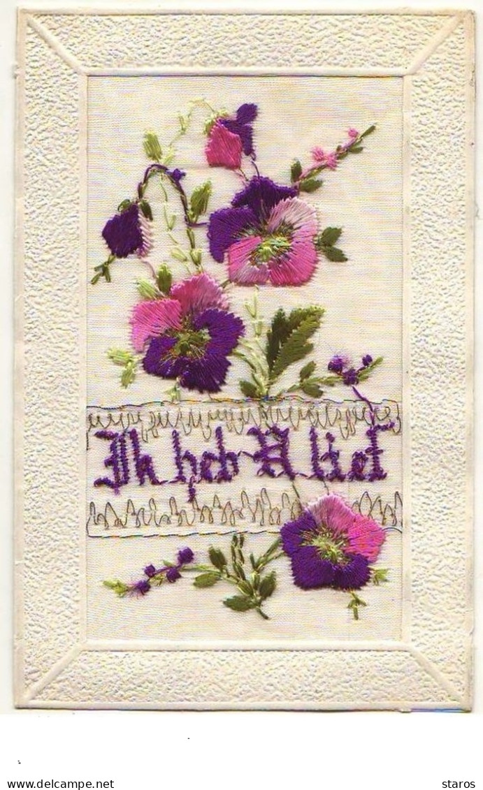 Carte Brodée - Fleurs - Embroidered