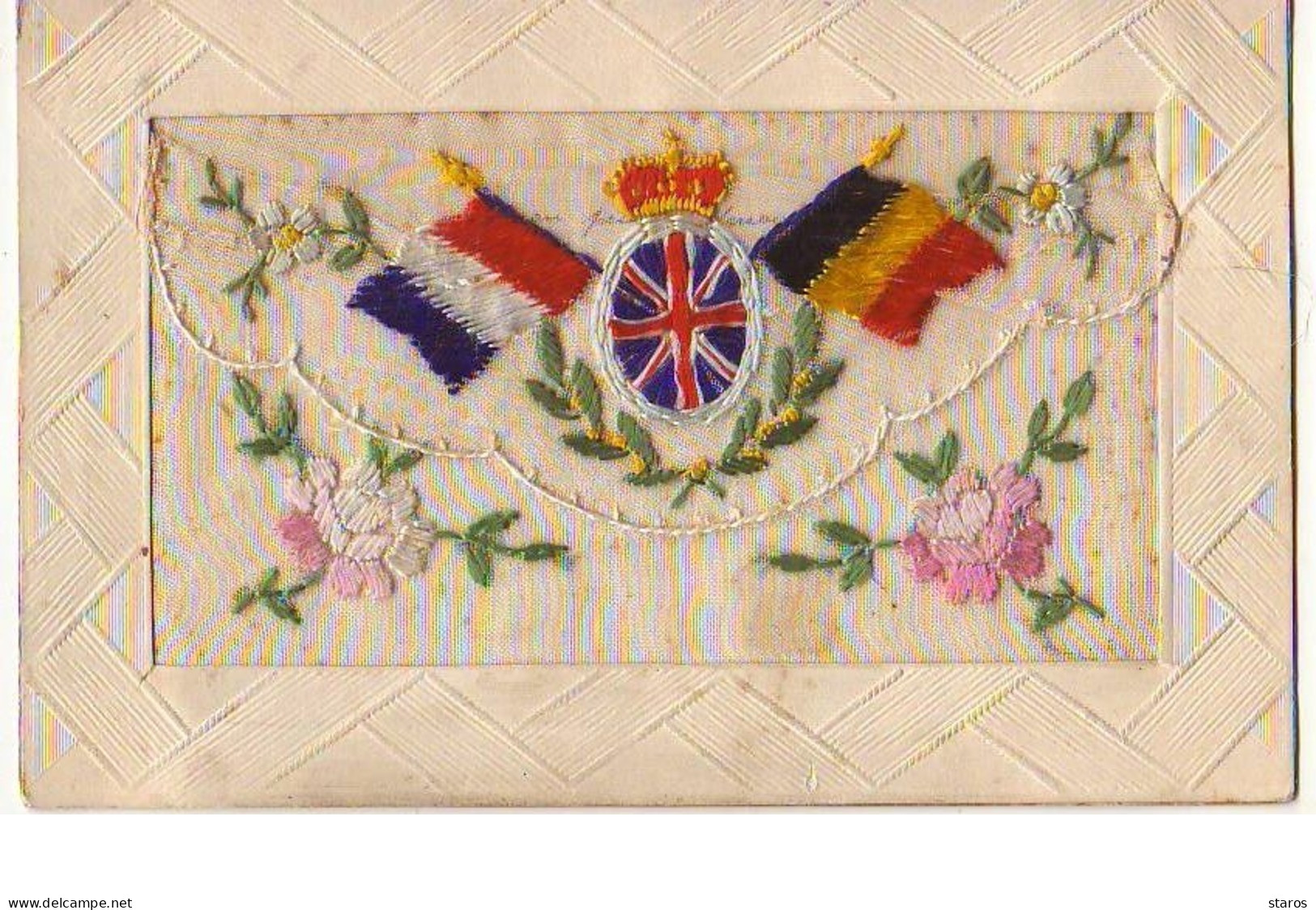 Carte Brodée - Drapeaux - Embroidered