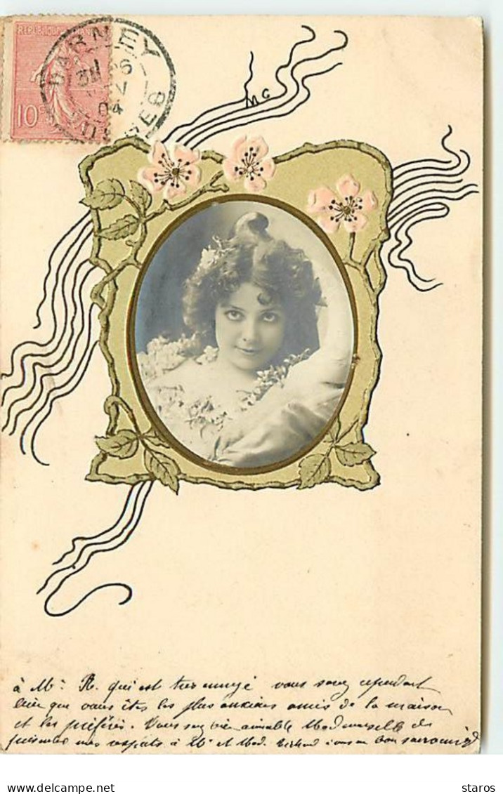 Carte Gaufrée - Portrait D'une Jeune Fille Dans Un Médaillon - Artiste ? - Entertainers