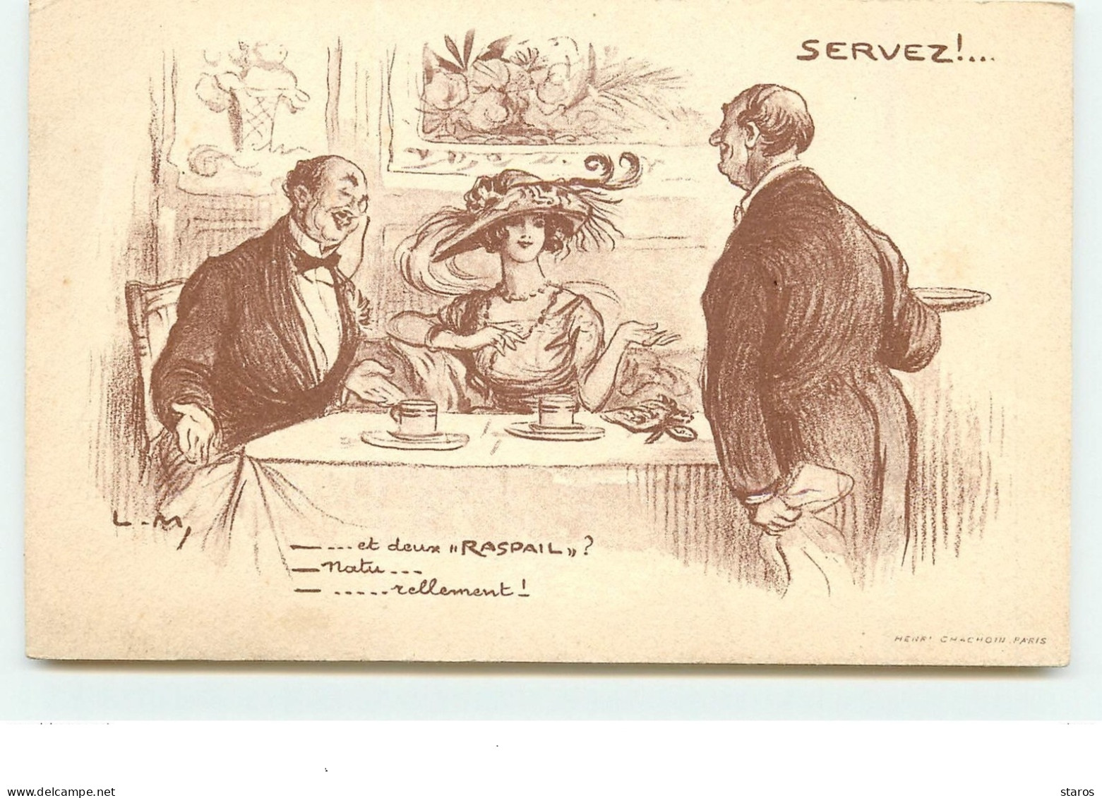 Deux Raspail Naturellement - Servez - Signée L.M. - Femme Avec Chapeau - Publicité