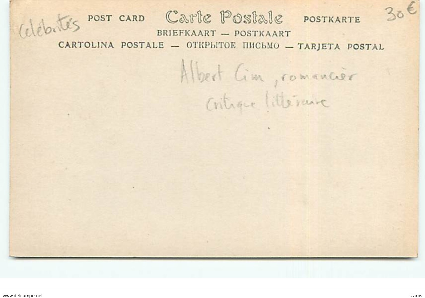 Carte-Photo Autographe - Albert Cim, Romancier Et Critique Littéraire - Correspondance M Guillaumin (le Peintre?) - Writers