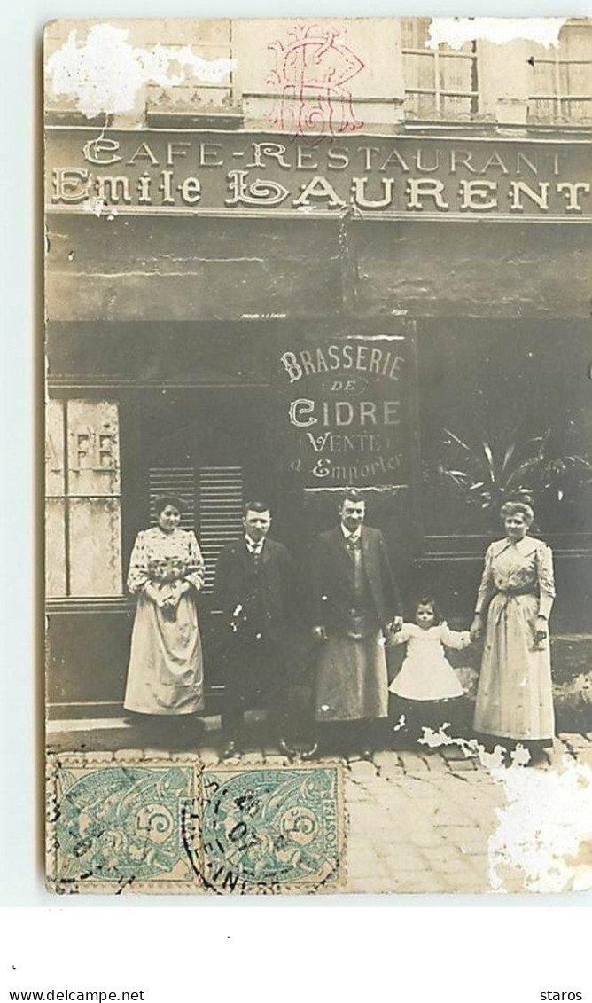 Carte-Photo - ROUEN - 8/10 Rue Vicomté - Café- Restaurant Emile Laurent - Brasserie De Cidre - Other & Unclassified