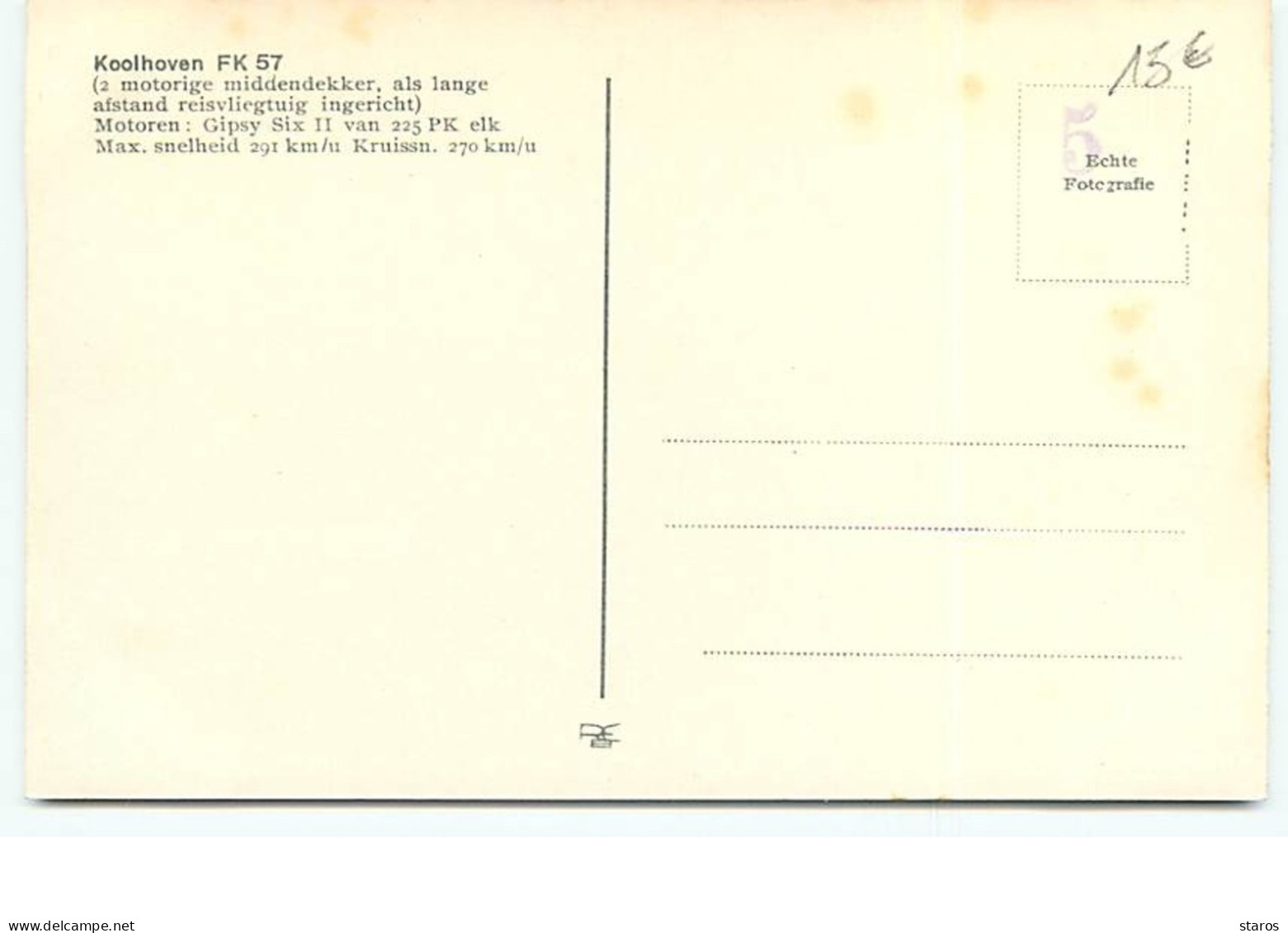 Koolhoven FK 57 - 1919-1938: Entre Guerras