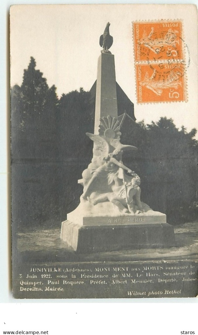 JUNIVILLE - Monument Aux Morts Inauguré Le 3 Juin 1922 - Other & Unclassified