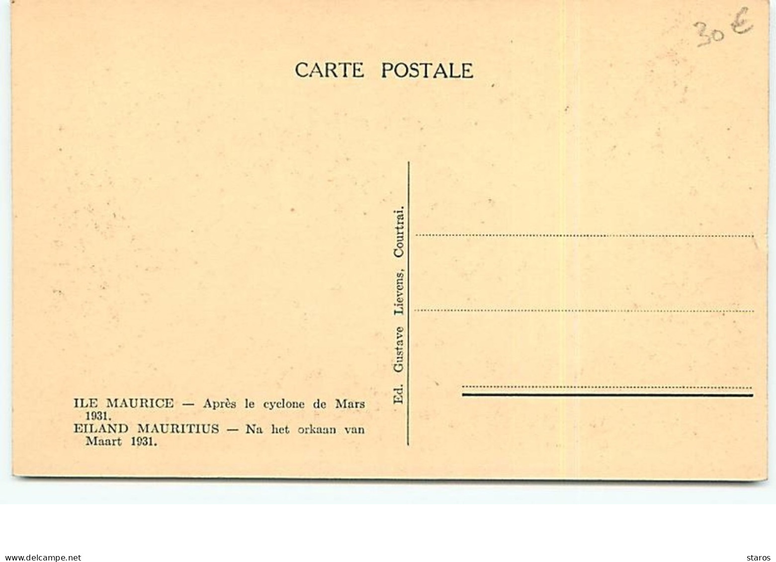 ILE MAURICE - Après Le Cyclone De Mars 1931 - Mauritius