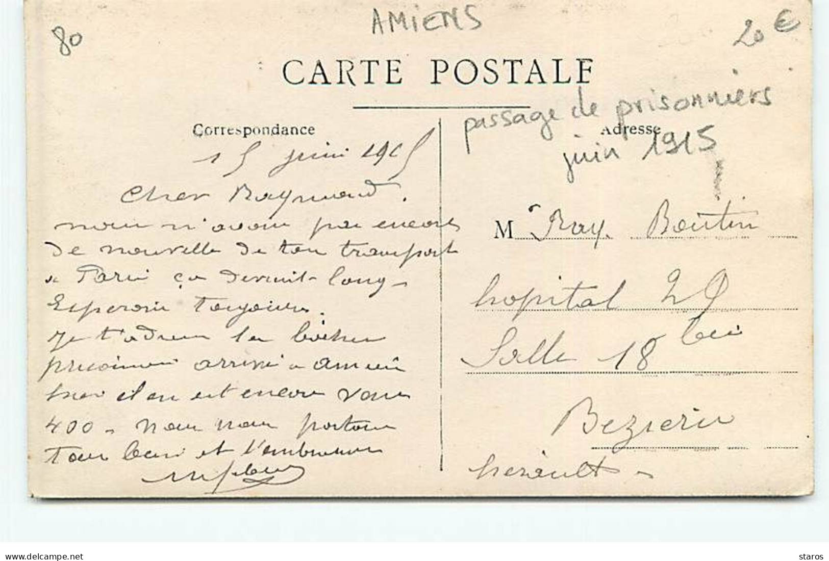 Carte Photo - AMIENS - Passage De Prisonniers Juin 1915 - Société Générale - Amiens