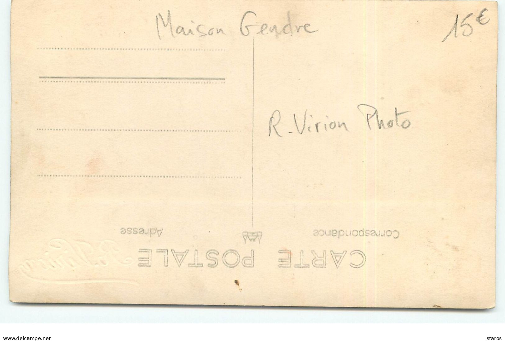 Carte Photo à Identifier - Maison Gendre - R. Virion Photo - Paris ? - Negozi