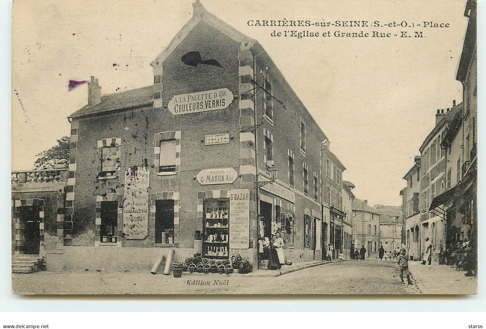 CARRIERES SUR SEINE - Place De L'Eglise Et Grande Rue - A La Palette D'Or - Couleurs Vernis - Maison G. Marga Ainé - Carrières-sur-Seine