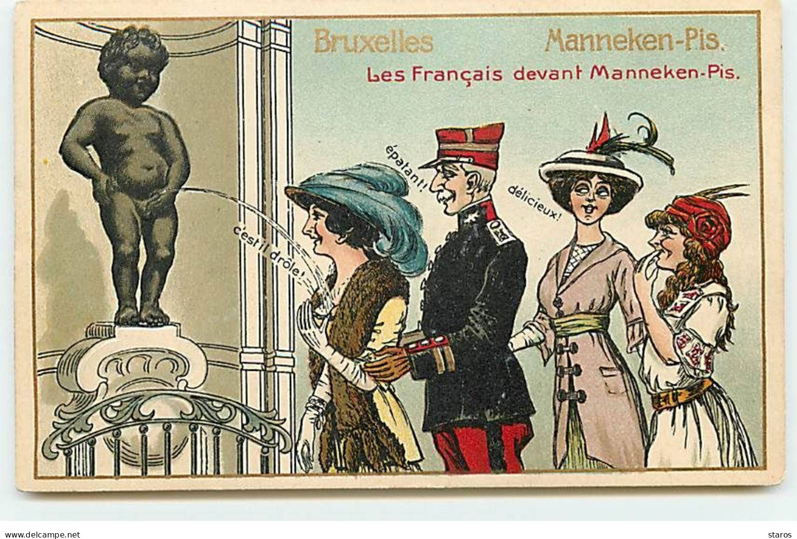 Belgique - BRUXELLES - Manneken-Pis - Les Français Devant Manneken-Pis - Monuments, édifices