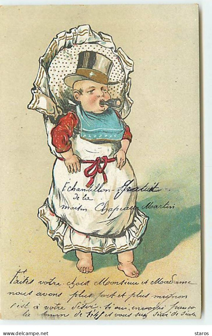 Bébé Portant Un Chapeau Haut De Forme - Publicité Henri Beau Sainte Savine - Babies