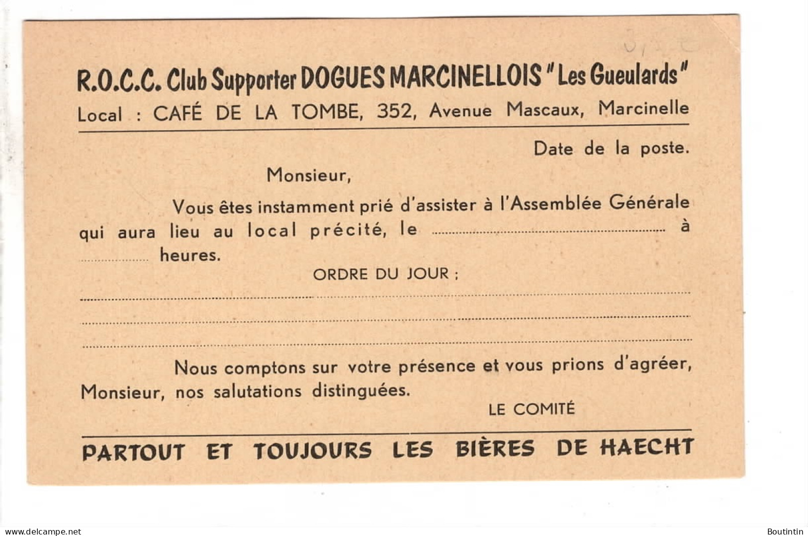 Marcinelle Club Supporter Des Dogues - Charleroi