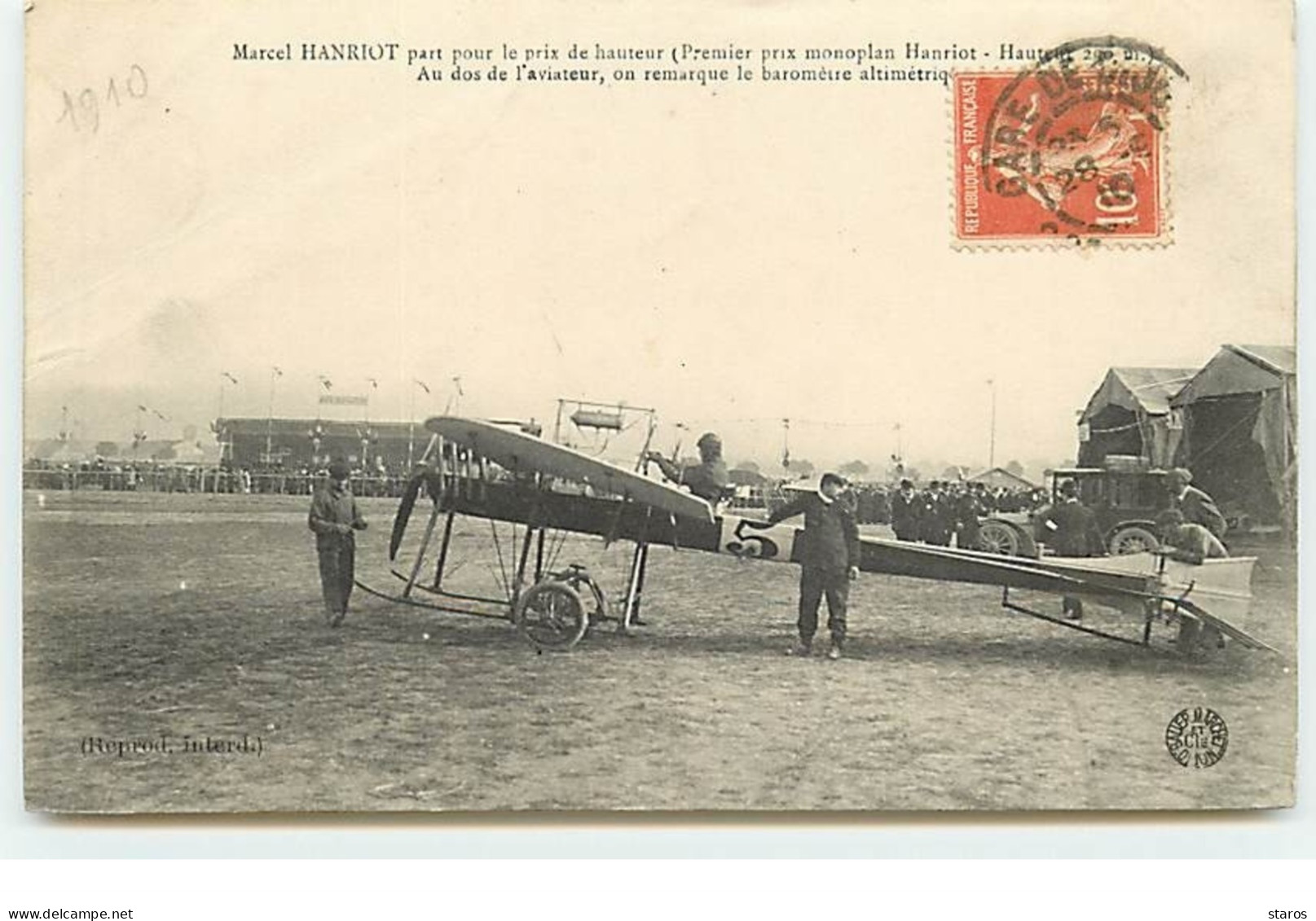 Marcel Hanriot Par Pour Le Prix De Hauteur (premier Prix Monoplan Hanriot) ... - Piloten