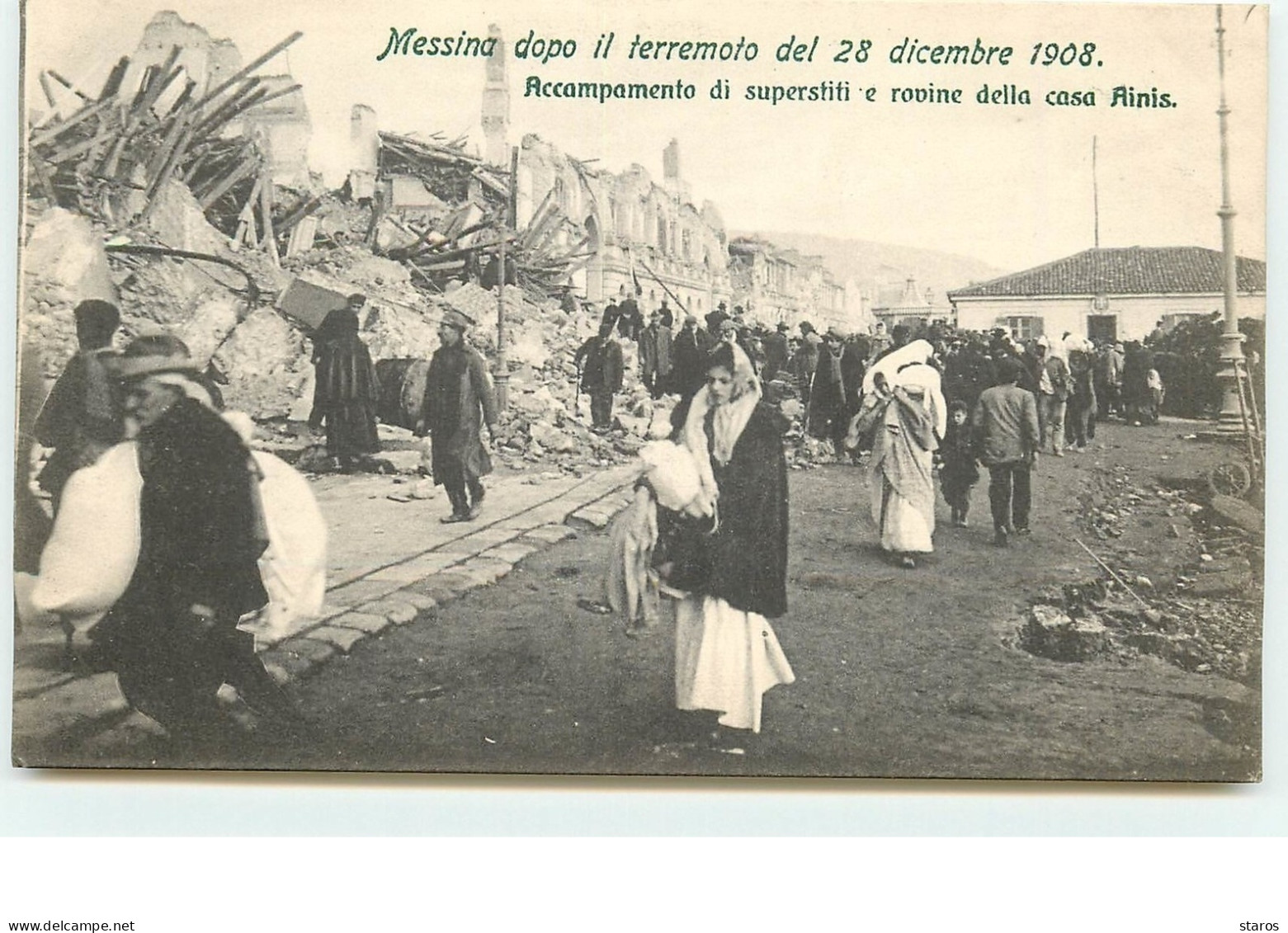 MESSINA Dopio Il Terremoto Del 28 Dicembre 1908 - Accampamento E Rovine Della Casa Ainis - Messina