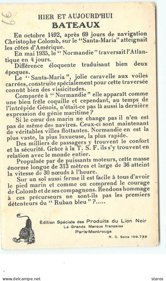 Lion Noir - Hier Et Aujourd'hui - Bateaux - Normandie - Werbepostkarten