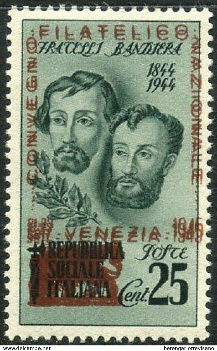 Italie 1945 - Conférence Philatélique De Venise Cent. 25 Avec Double Surimpression - Mint/hinged