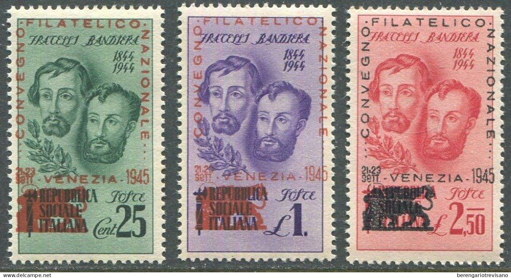 Italie 1945 - Conférence Philatélique De Venise Cent. 25 Avec Double Surimpression - Mint/hinged