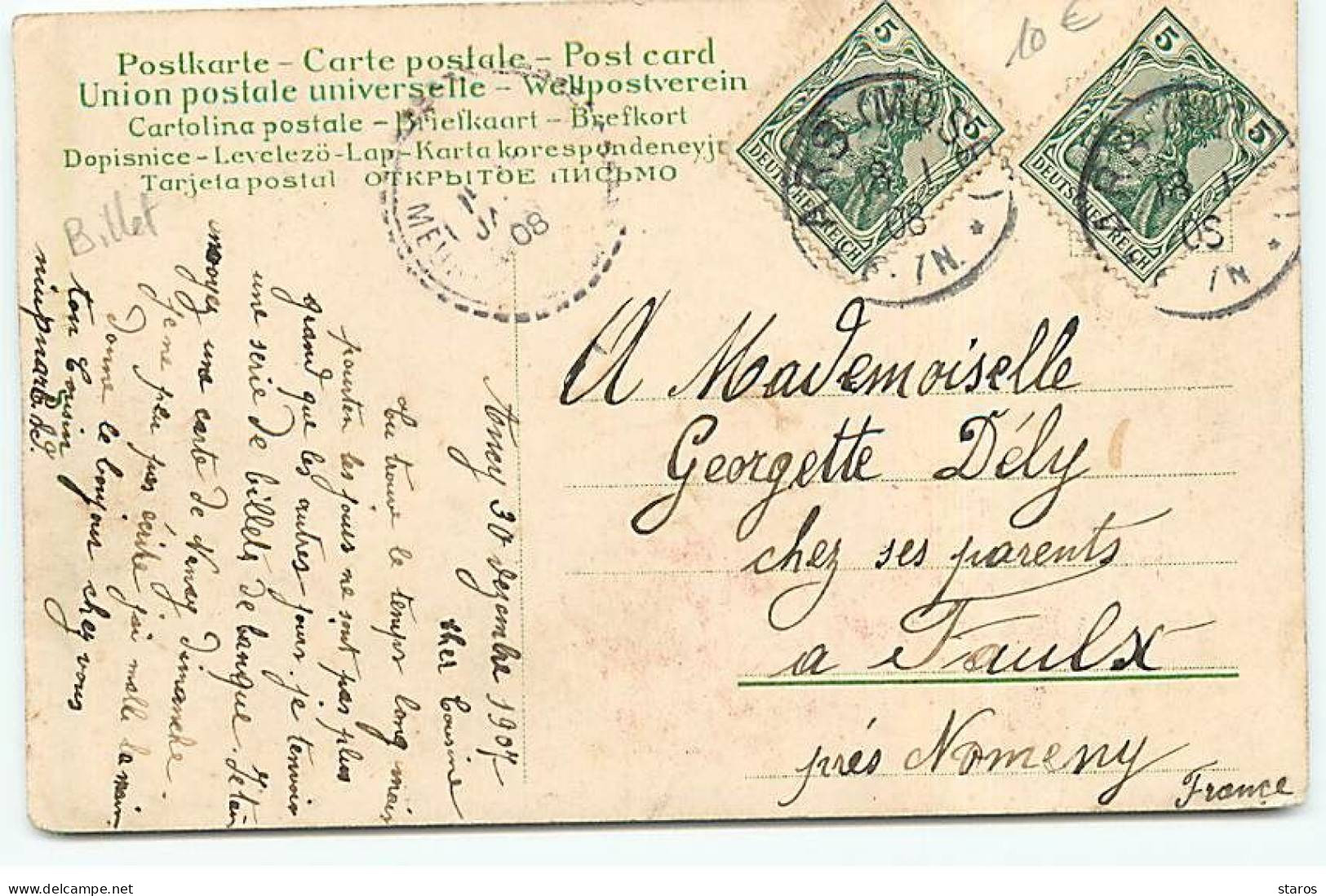 Représentation Monnaie - Keichsbentnote Lin Lausen Mart - Billet - Ange Et Roses Rouges - Münzen (Abb.)