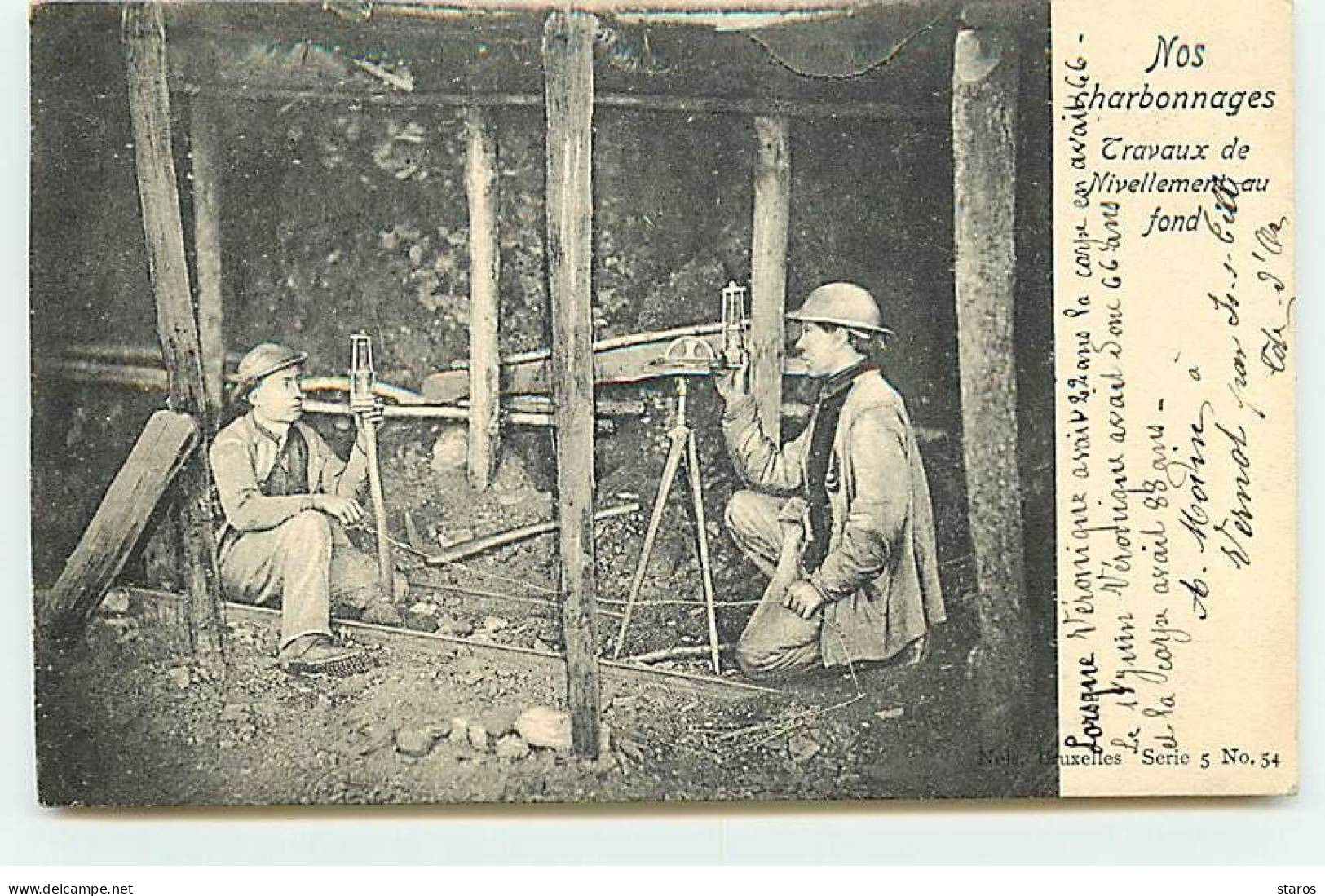 Métiers - Mines - Nos Charbonnages - Travaux De Nivellement Au Fond - Nels Serie 5 N°54 - Mines