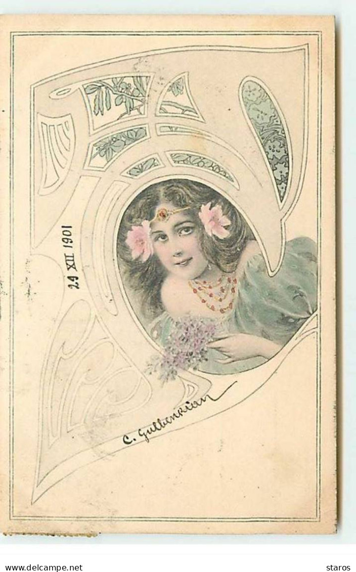 Illustrateur - MM Vienne - Art Nouveau - Femme Avec Des Fleurs Dans Les Cheveux - Vienne