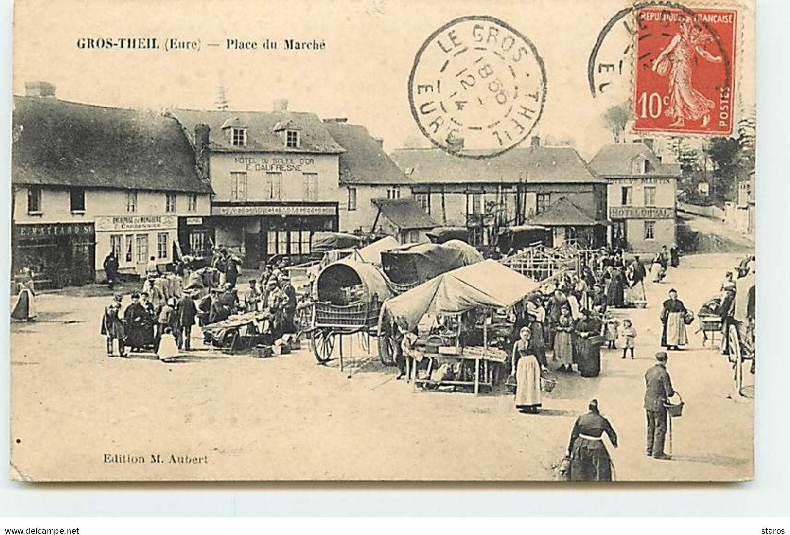 GROS-THEIL - Place Du Marché - Un Jour De Marché, Hôtels, Café ... - Sonstige & Ohne Zuordnung