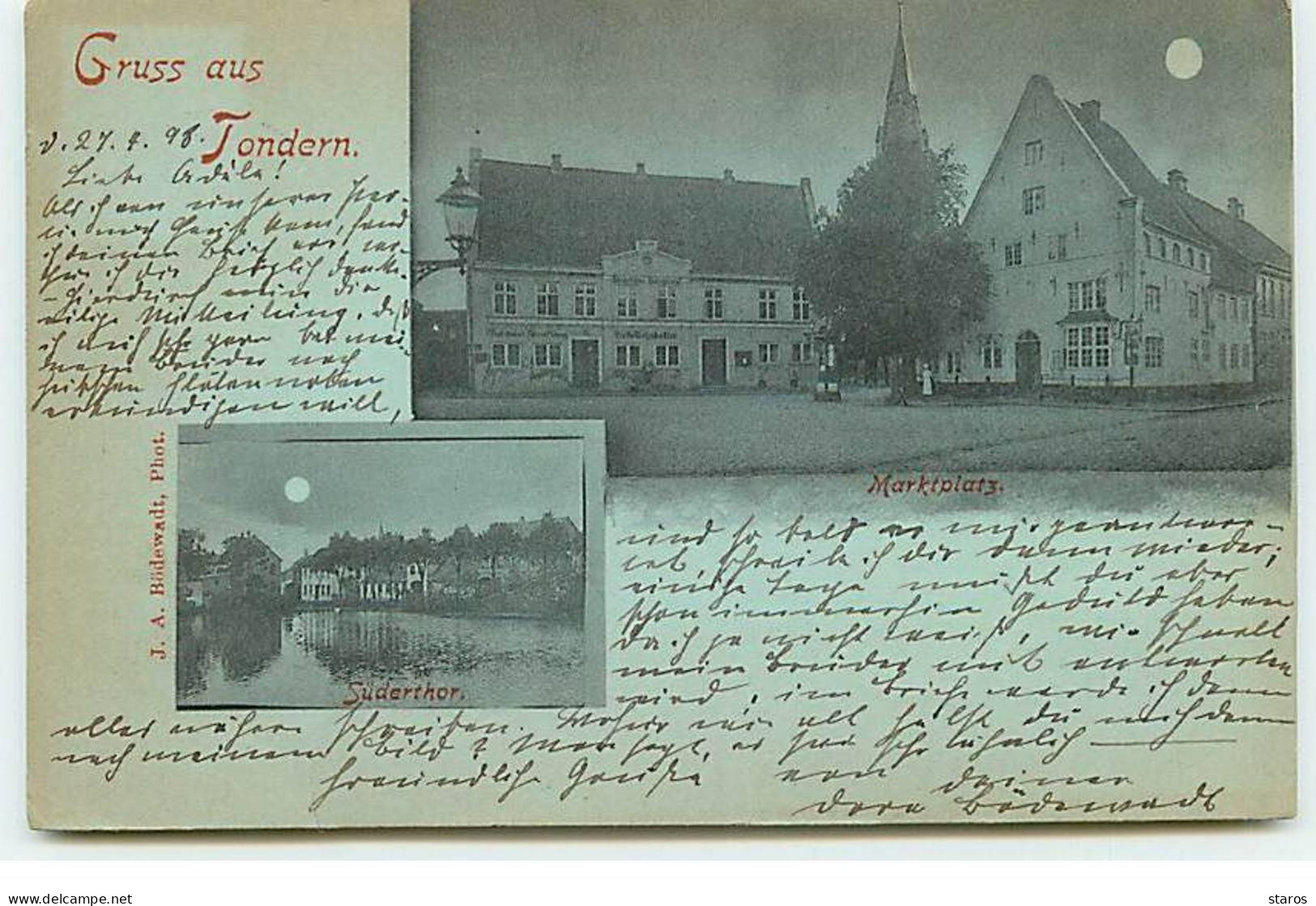 Danemark - Gruss Aus TONDERN - Marktplatz - Süderthor - 1898 - Lune - Dänemark