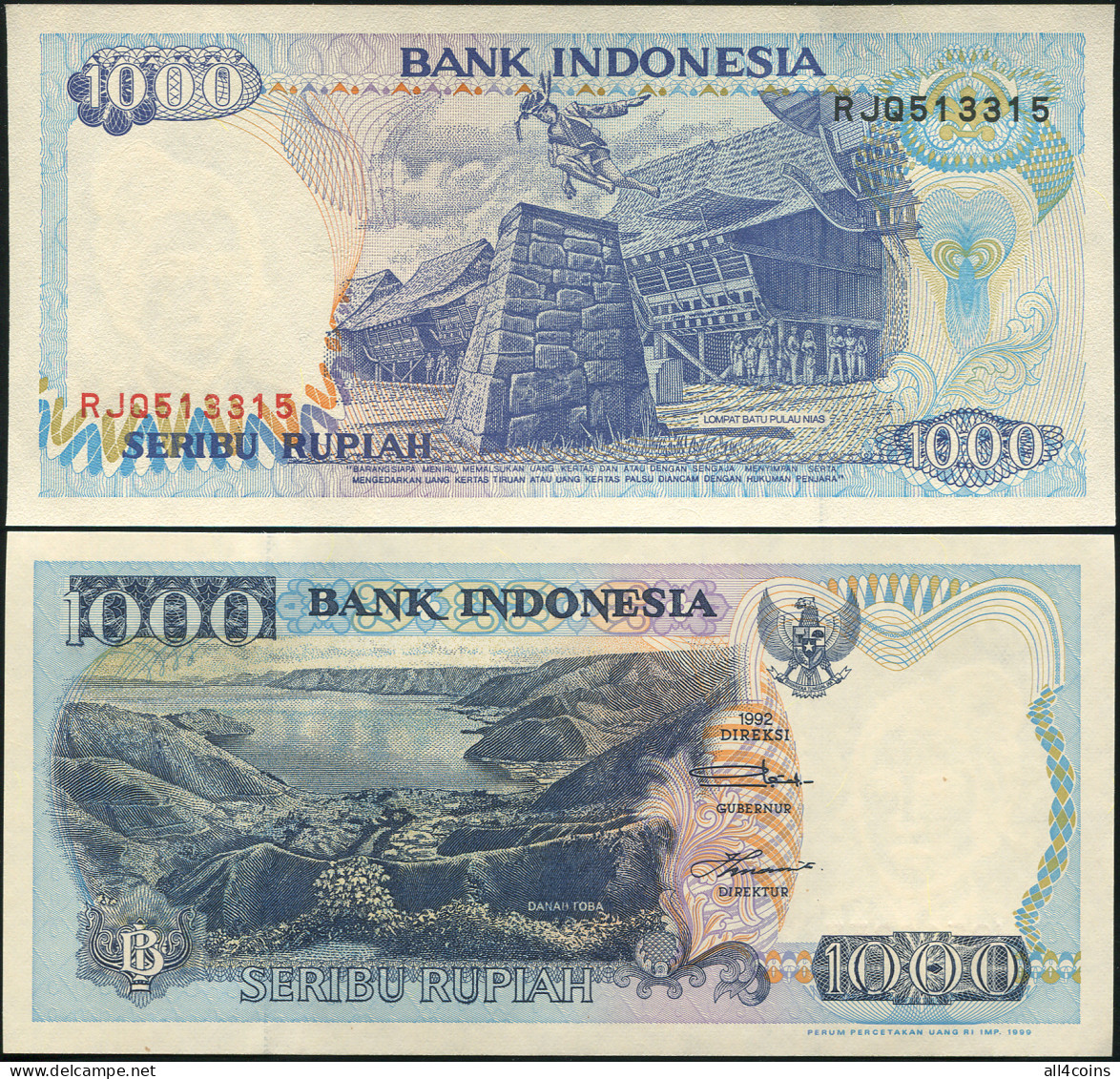 Indonesia 1000 Rupiah. 1992 / 1999 Paper Unc. Banknote Cat# P.129h - Indonesia