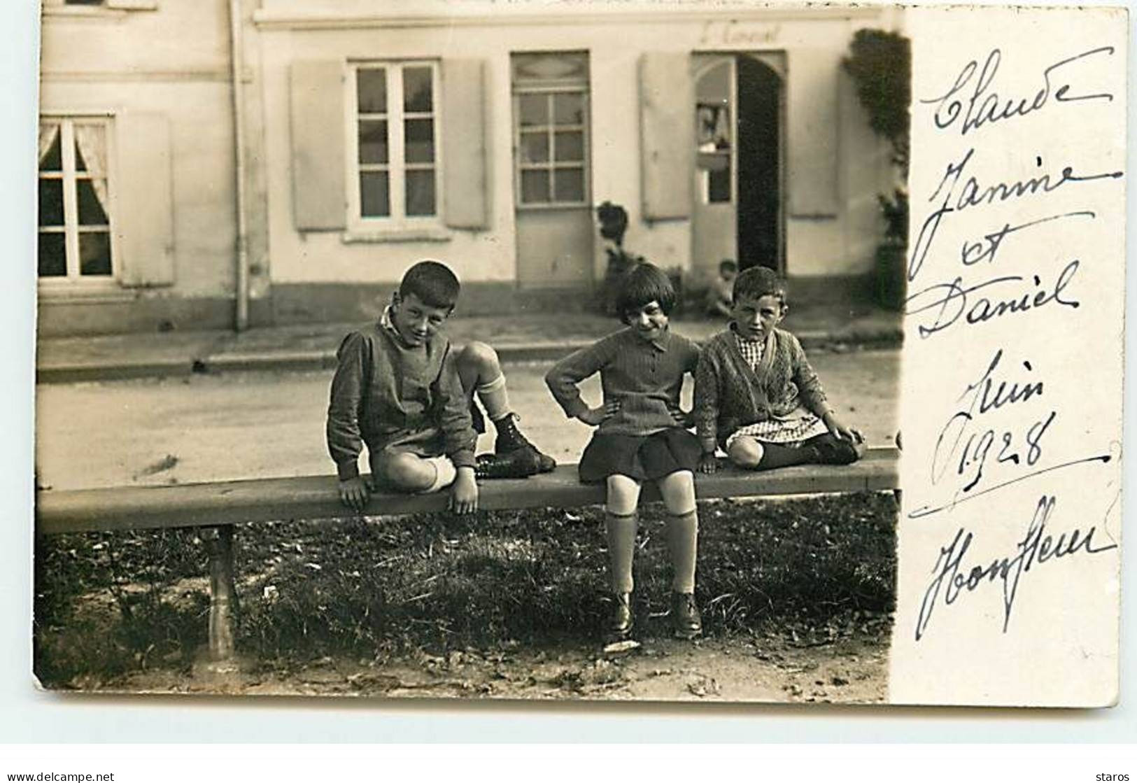 Carte Photo - HONFLEUR - Trois Diables En Train De Jouer 1928 - Honfleur